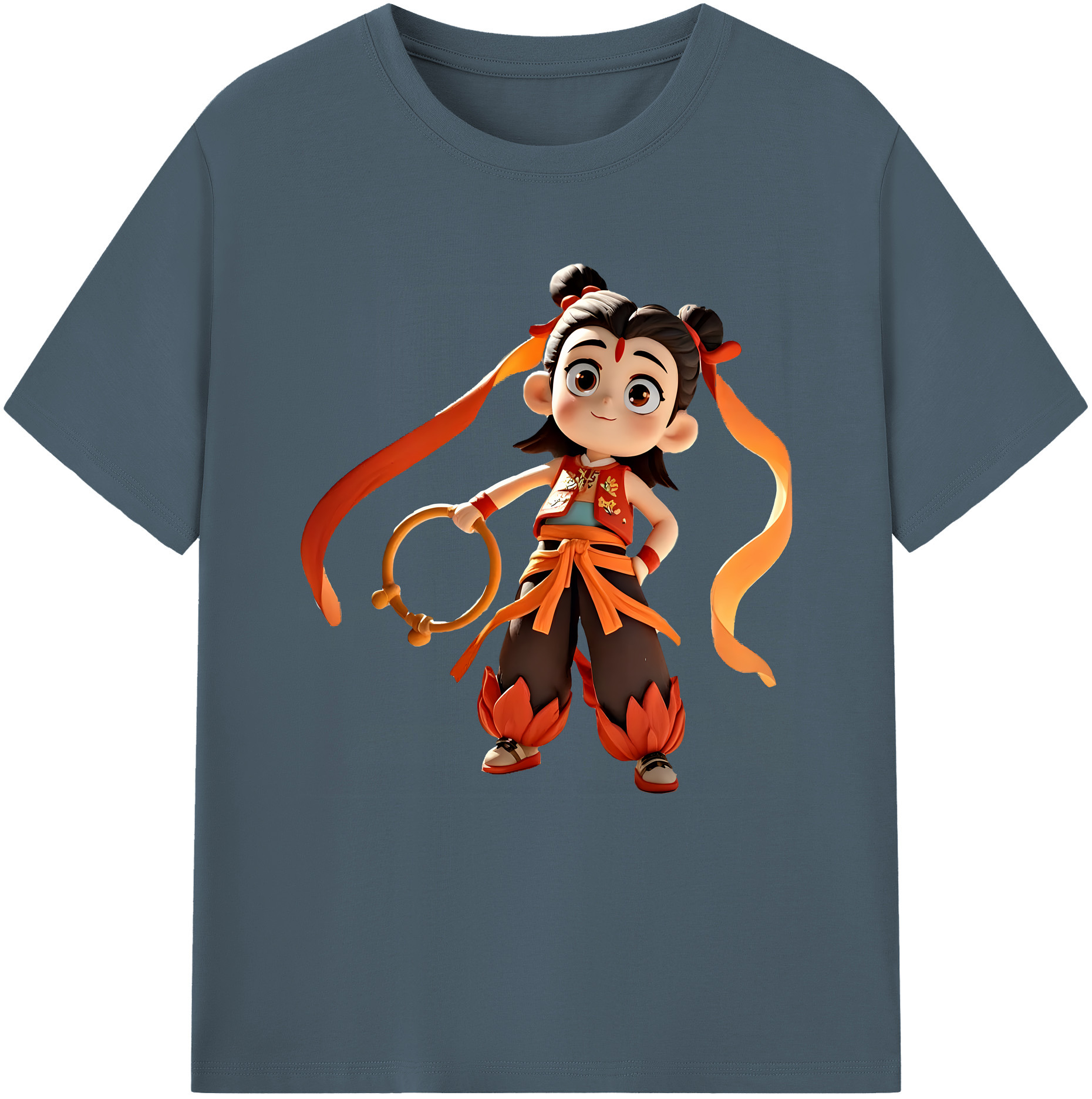 （画像用） Ne Zha 2 ナタ 魔童の大暴れ 綿100％半袖Tシャツ（フロントプリント）